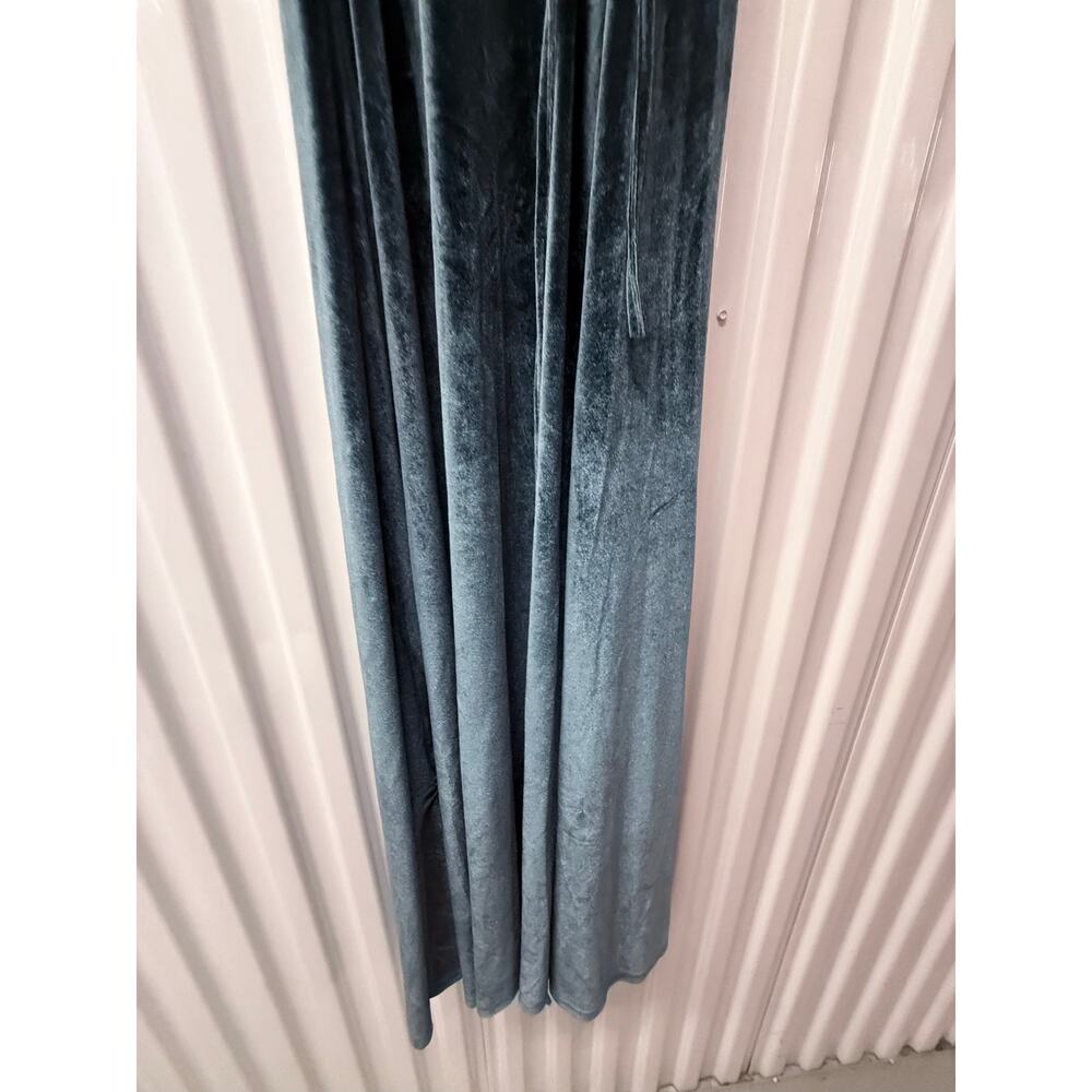 BALTIC BORN Katelyn blue green velvet short sleeve maxi wrap long dress - Picture 9 of 12